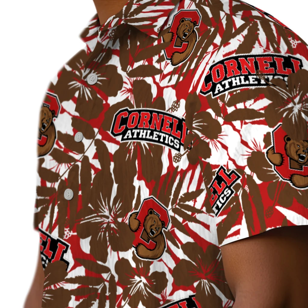 Cornell Big Red Hawaiian Shirt - Hibiscus Overlay | Moonbestprint