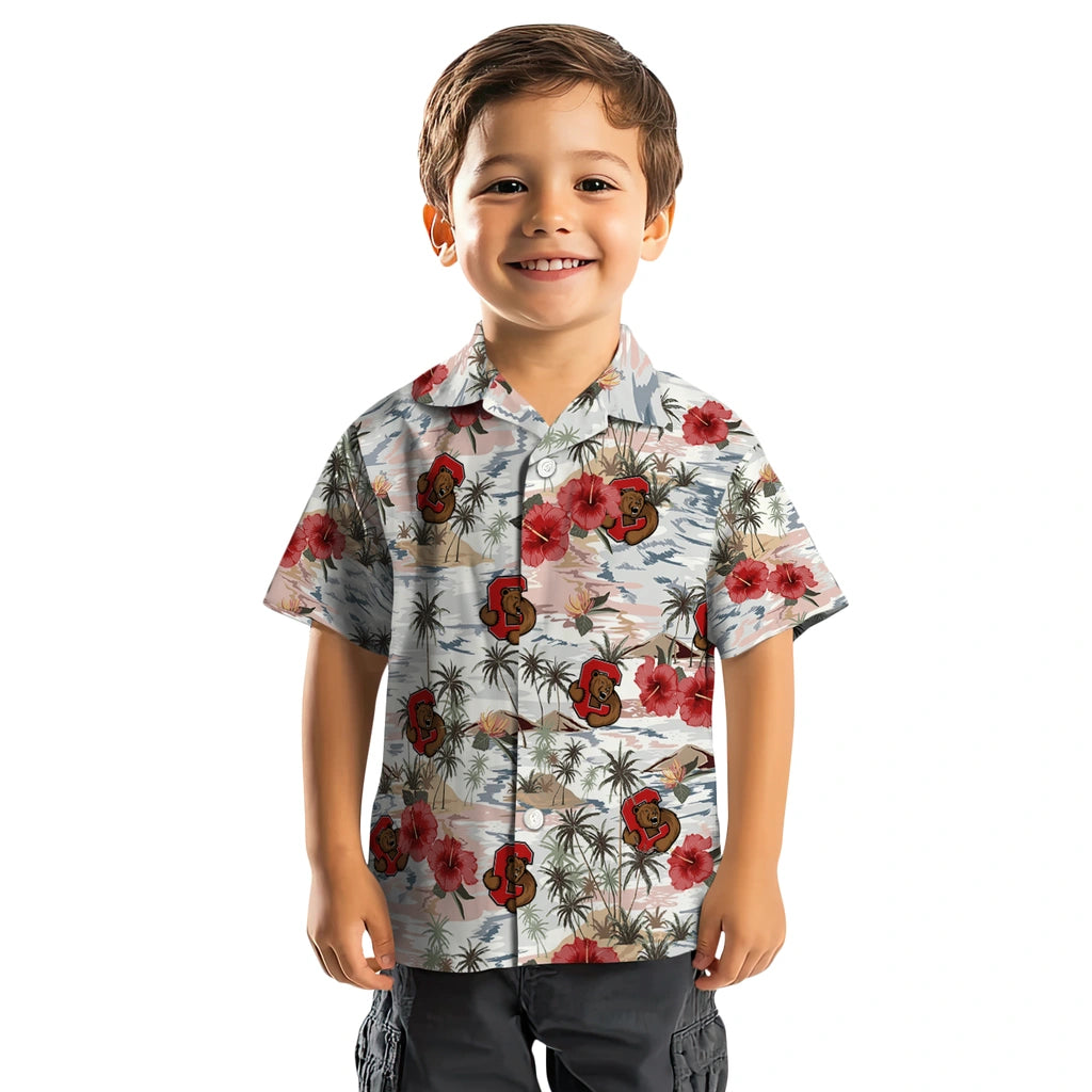 Cornell Big Red Hawaiian Shirt - Hibiscus Seaside | Moonbestprint