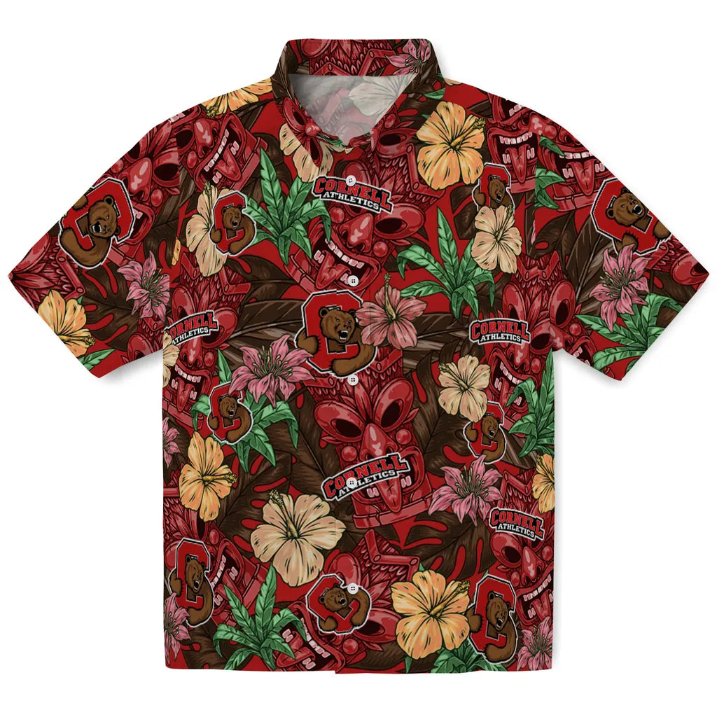 Cornell Big Red Hawaiian Shirt - Hibiscus Tiki Jungle | Moonbestprint