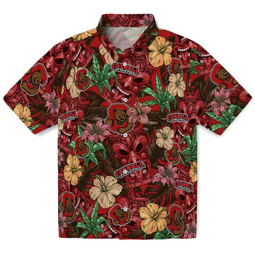 Cornell Big Red Hawaiian Shirt - Hibiscus Tiki Jungle | Moonbestprint