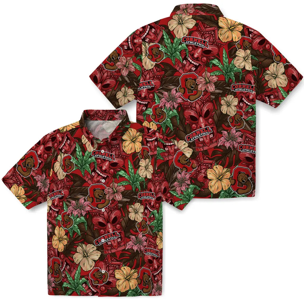 Cornell Big Red Hawaiian Shirt - Hibiscus Tiki Jungle | Moonbestprint
