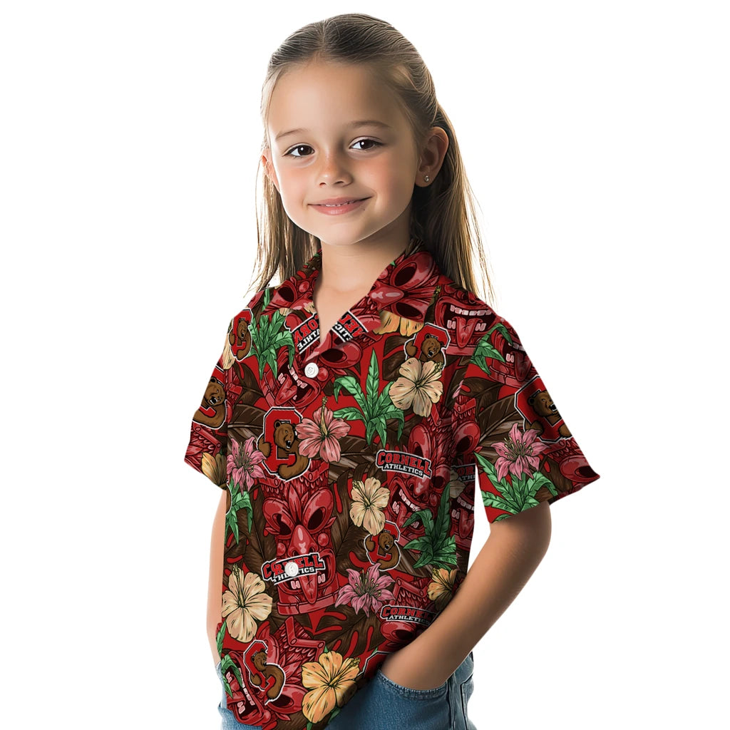 Cornell Big Red Hawaiian Shirt - Hibiscus Tiki Jungle | Moonbestprint