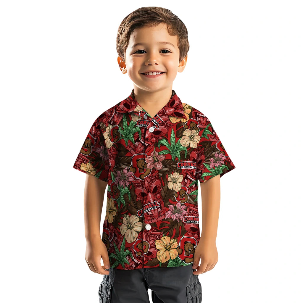 Cornell Big Red Hawaiian Shirt - Hibiscus Tiki Jungle | Moonbestprint