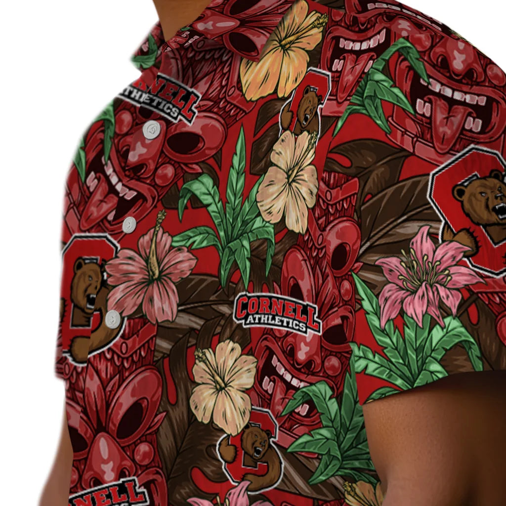 Cornell Big Red Hawaiian Shirt - Hibiscus Tiki Jungle | Moonbestprint