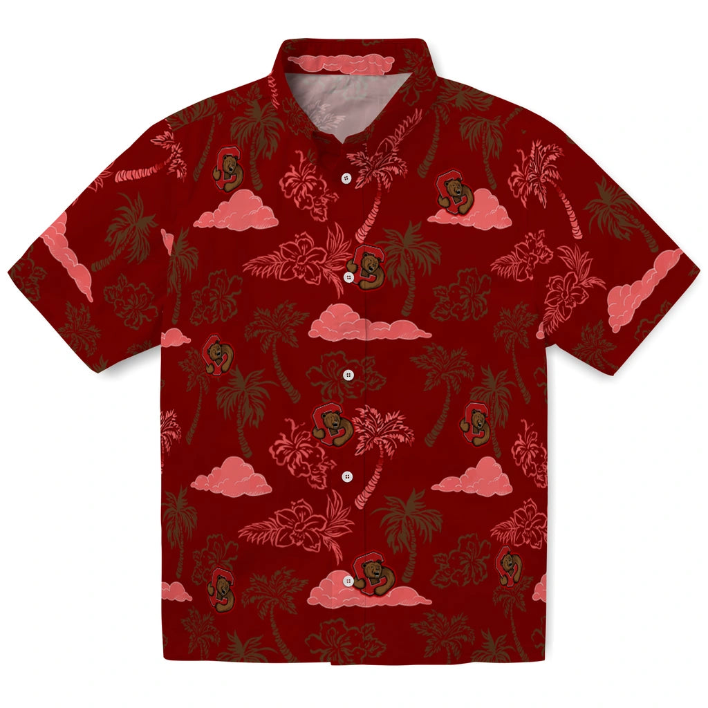 Cornell Big Red Hawaiian Shirt - Palm And Clouds | Moonbestprint