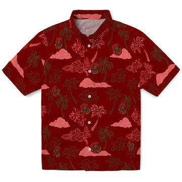 Cornell Big Red Hawaiian Shirt - Palm And Clouds | Moonbestprint