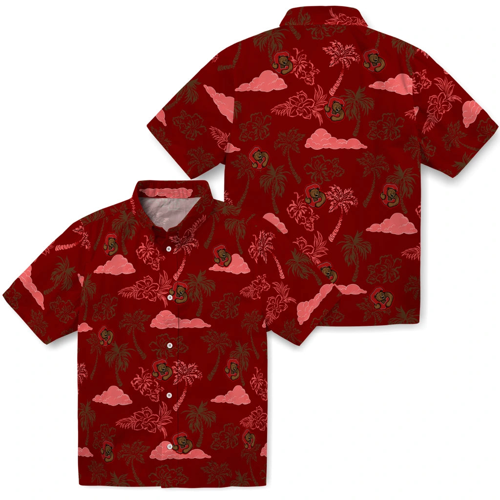 Cornell Big Red Hawaiian Shirt - Palm And Clouds | Moonbestprint