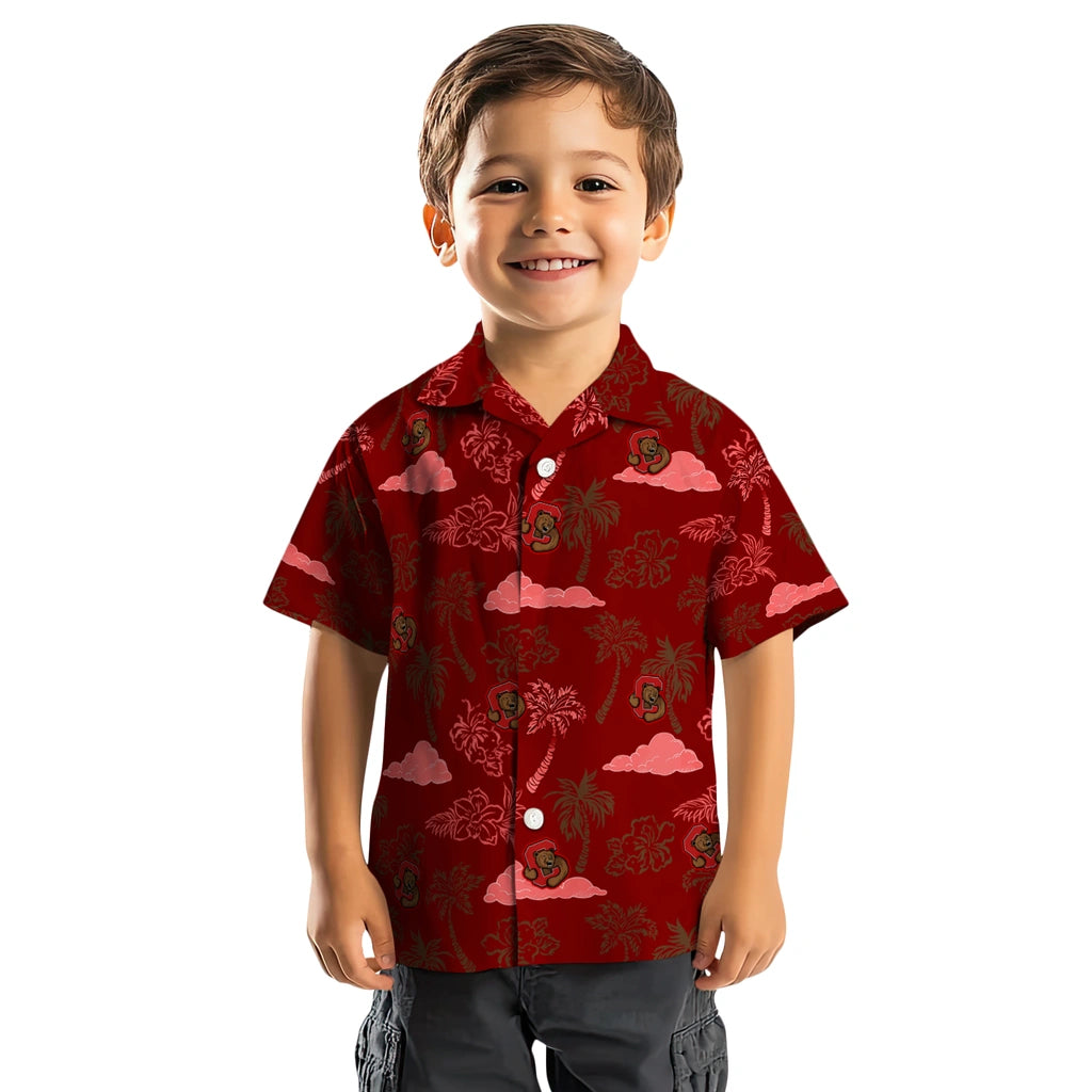 Cornell Big Red Hawaiian Shirt - Palm And Clouds | Moonbestprint