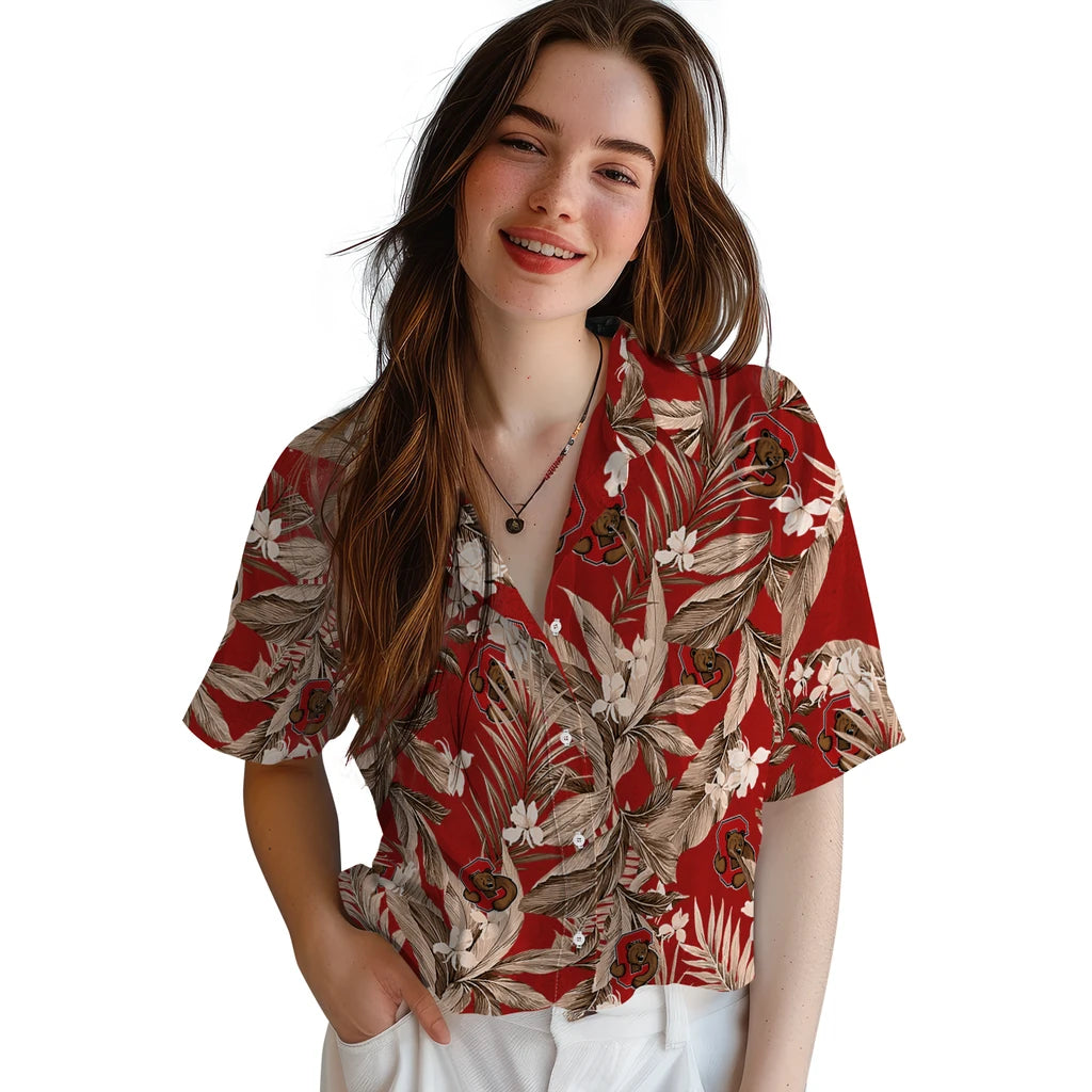 Cornell Big Red Hawaiian Shirt - Palm Leaves | Moonbestprint