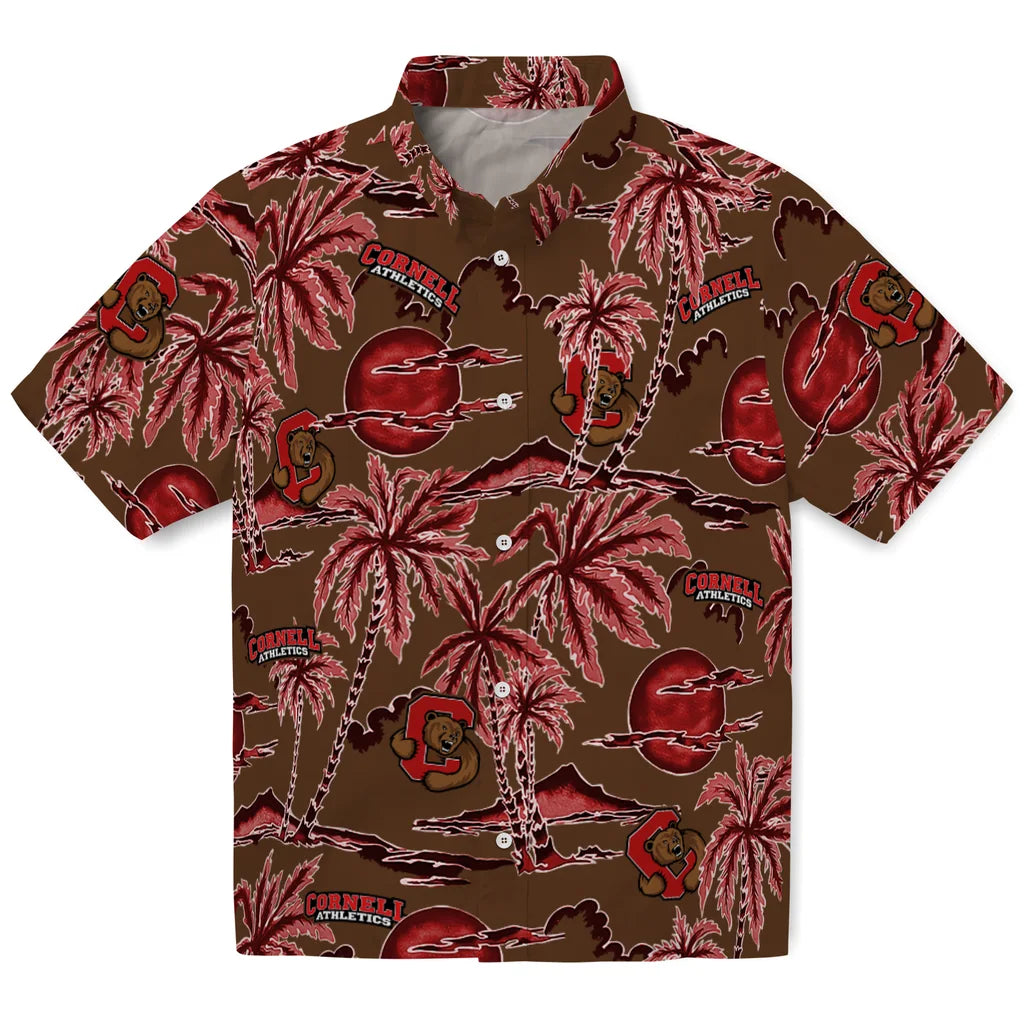 Cornell Big Red Hawaiian Shirt - Palm Sunset | Moonbestprint