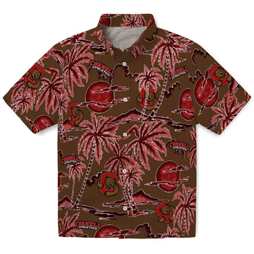 Cornell Big Red Hawaiian Shirt - Palm Sunset | Moonbestprint