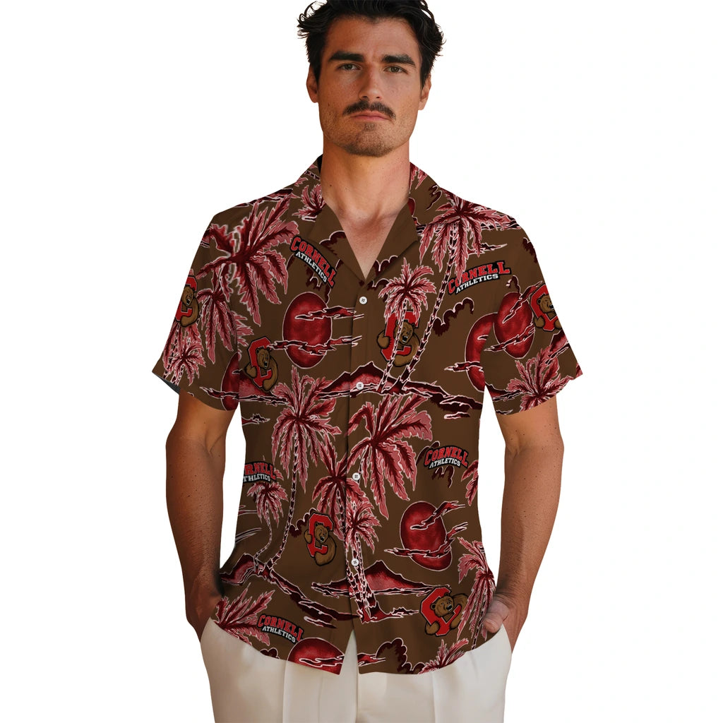 Cornell Big Red Hawaiian Shirt - Palm Sunset | Moonbestprint