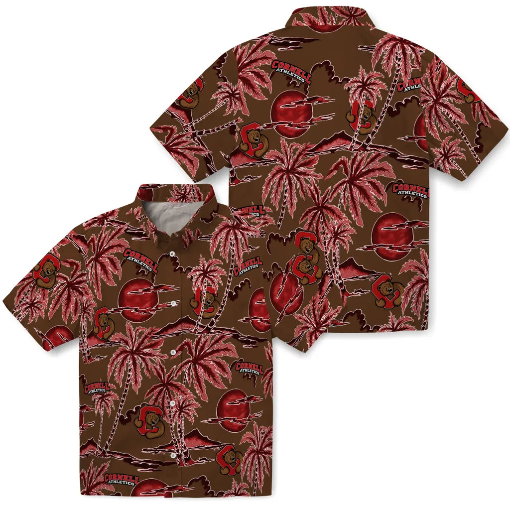 Cornell Big Red Hawaiian Shirt - Palm Sunset | Moonbestprint