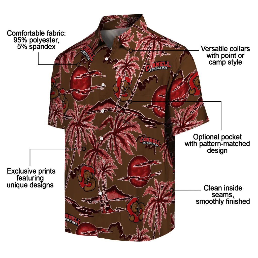 Cornell Big Red Hawaiian Shirt - Palm Sunset | Moonbestprint