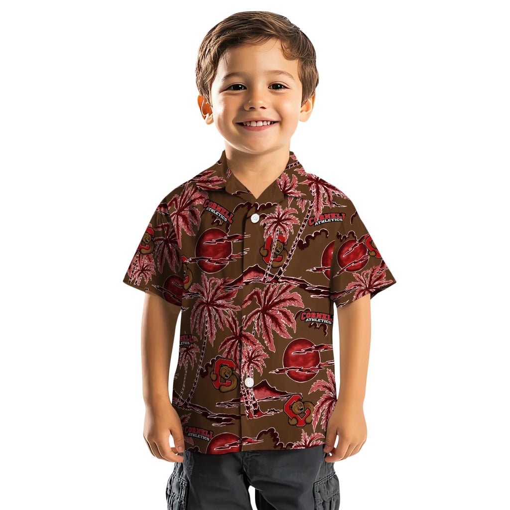 Cornell Big Red Hawaiian Shirt - Palm Sunset | Moonbestprint