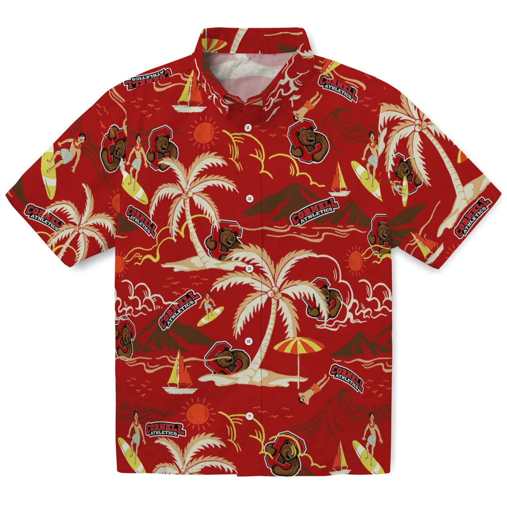 Cornell Big Red Hawaiian Shirt - Palm Tree Island | Moonbestprint