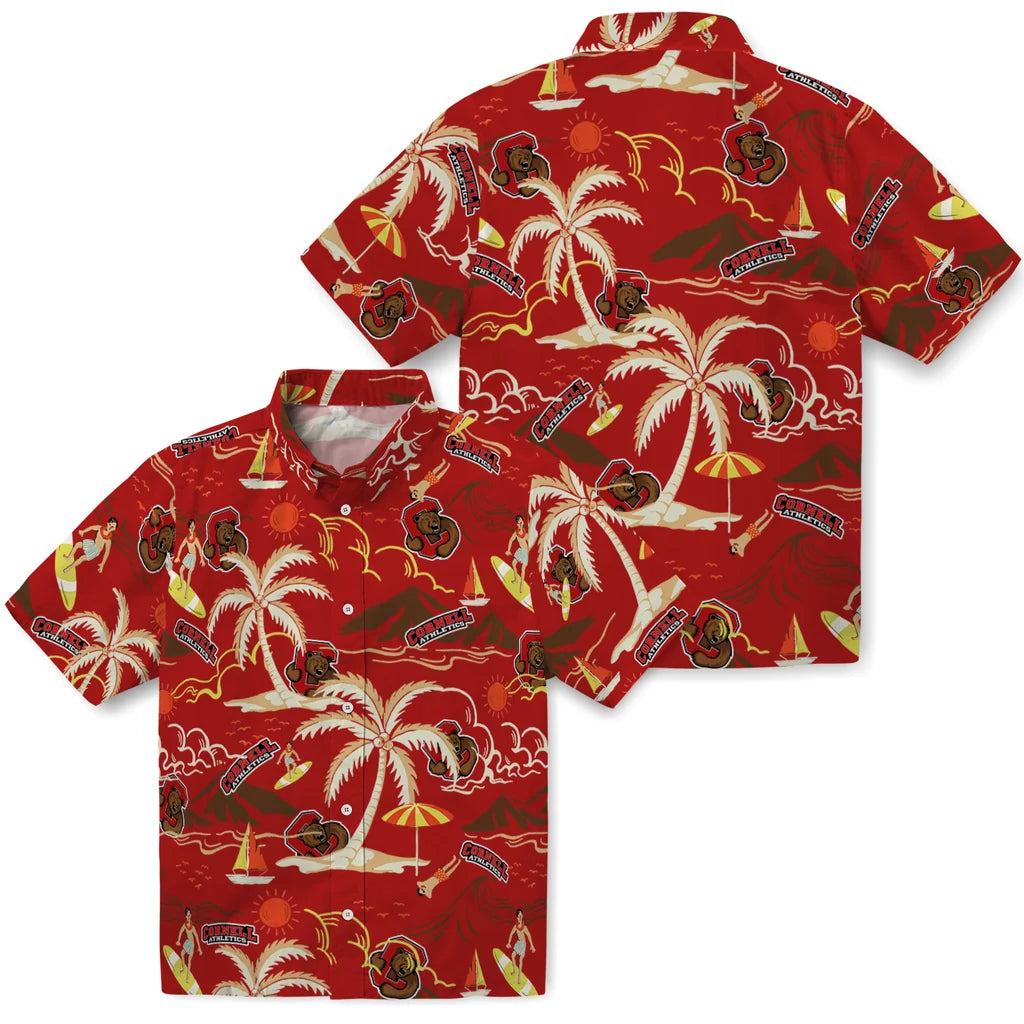 Cornell Big Red Hawaiian Shirt - Palm Tree Island | Moonbestprint