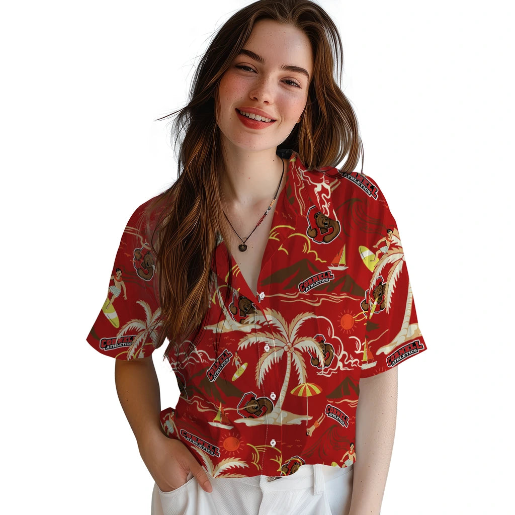 Cornell Big Red Hawaiian Shirt - Palm Tree Island | Moonbestprint