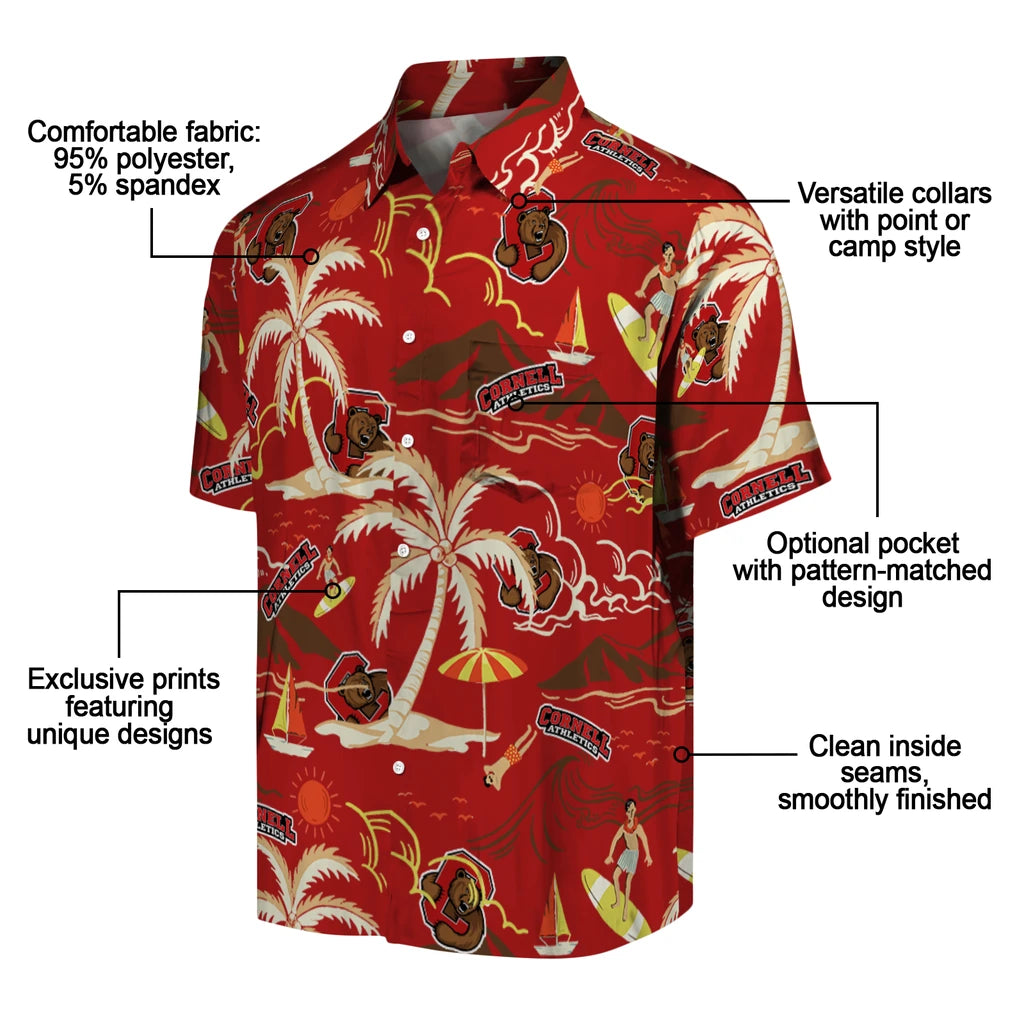 Cornell Big Red Hawaiian Shirt - Palm Tree Island | Moonbestprint