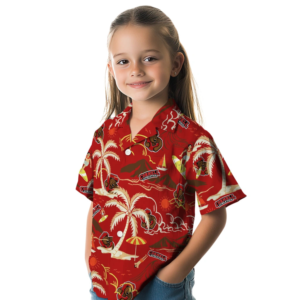 Cornell Big Red Hawaiian Shirt - Palm Tree Island | Moonbestprint