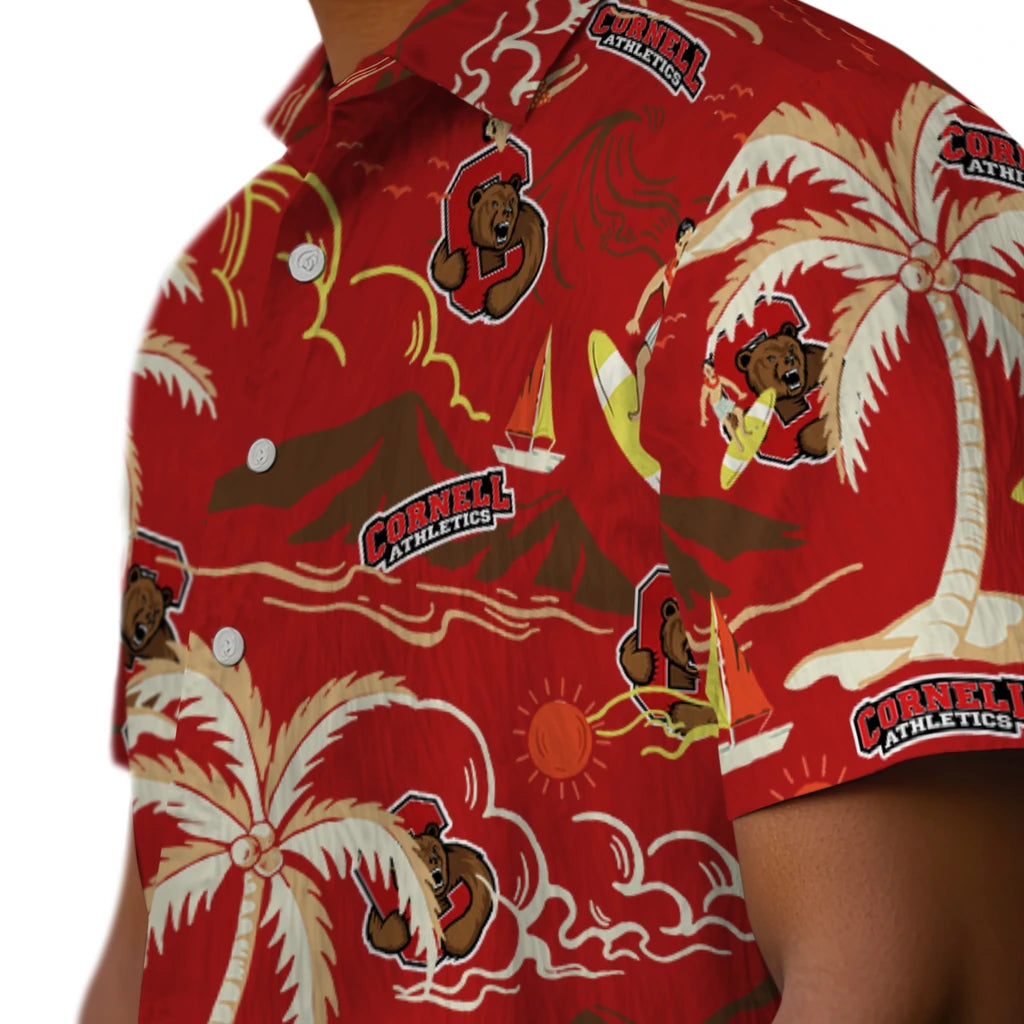 Cornell Big Red Hawaiian Shirt - Palm Tree Island | Moonbestprint