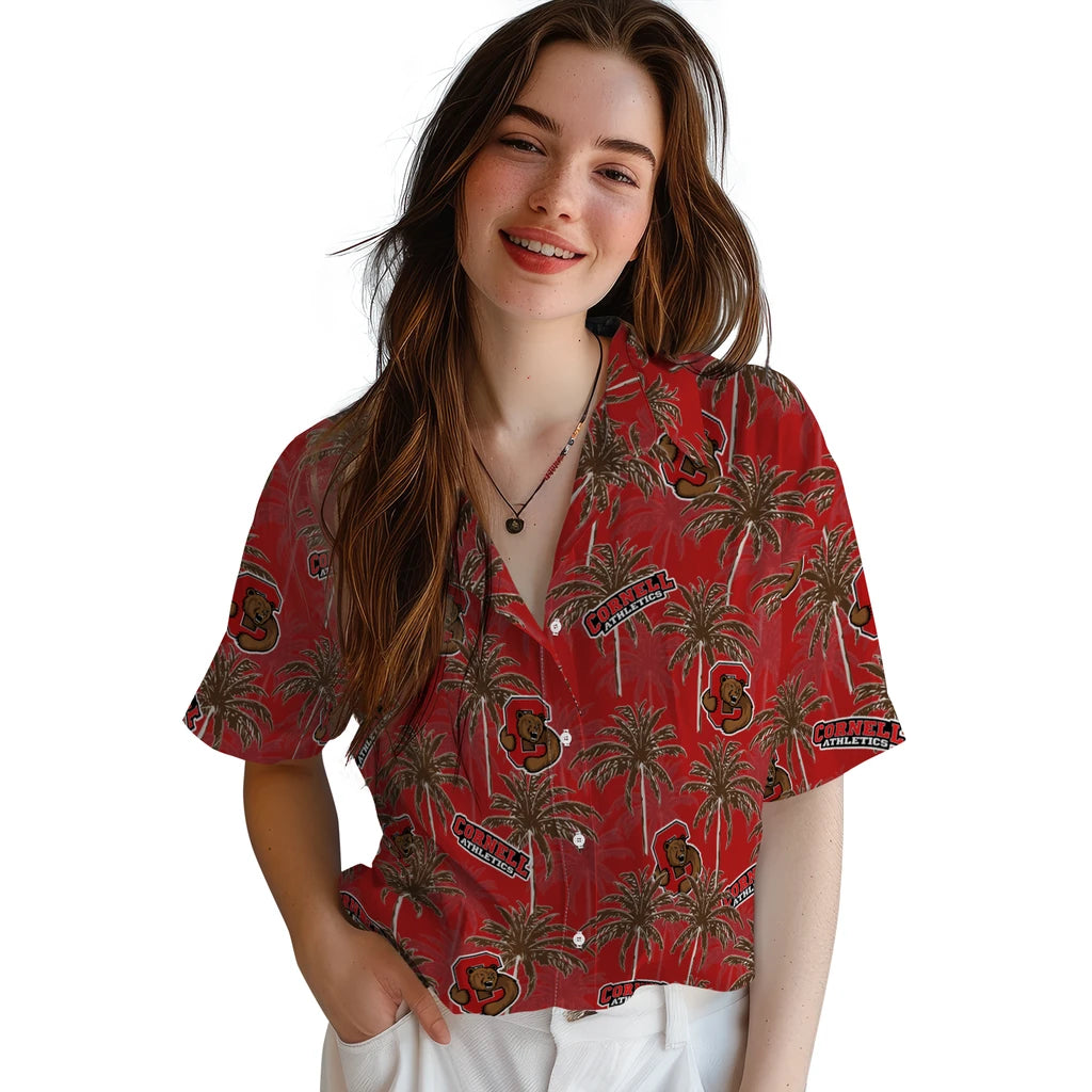 Cornell Big Red Hawaiian Shirt - Palm Tree Motif | Moonbestprint