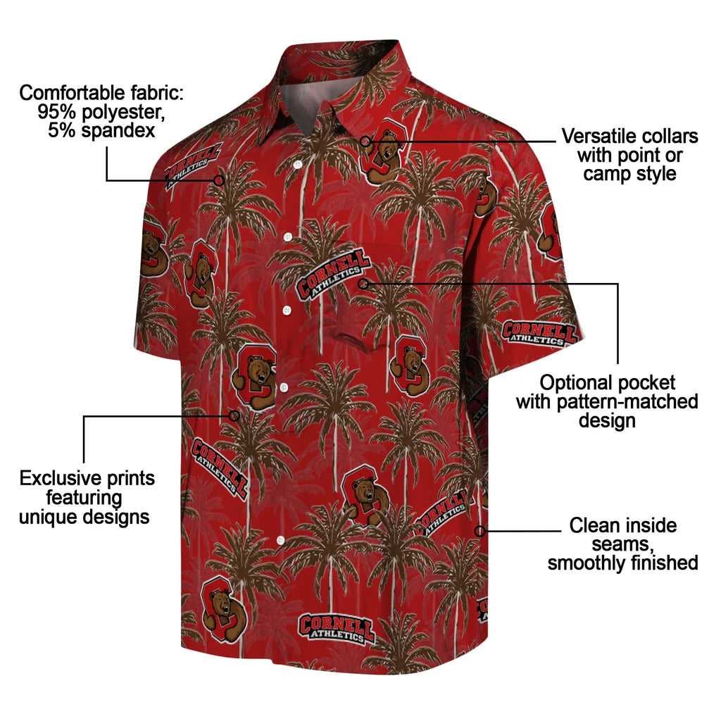 Cornell Big Red Hawaiian Shirt - Palm Tree Motif | Moonbestprint