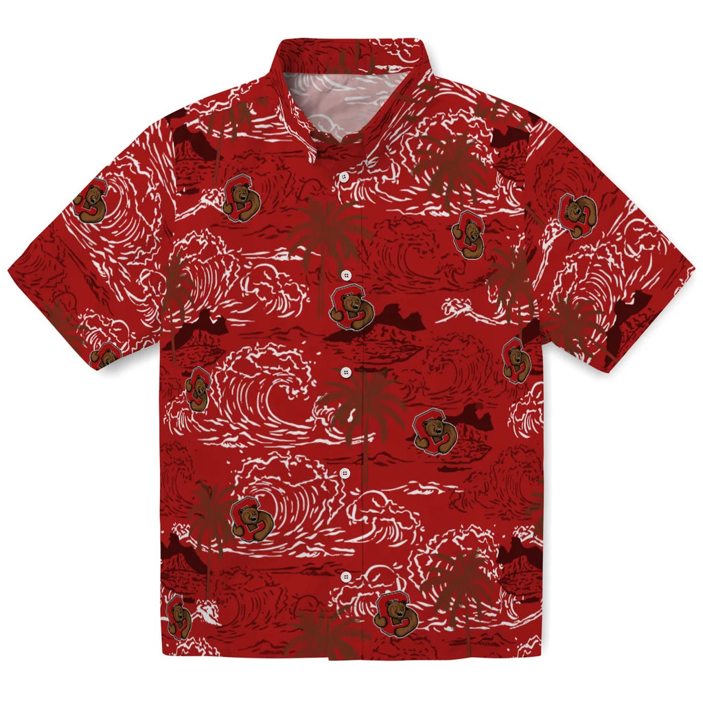 Cornell Big Red Hawaiian Shirt - Wave Palm | Moonbestprint