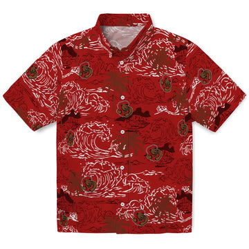 Cornell Big Red Hawaiian Shirt - Wave Palm | Moonbestprint