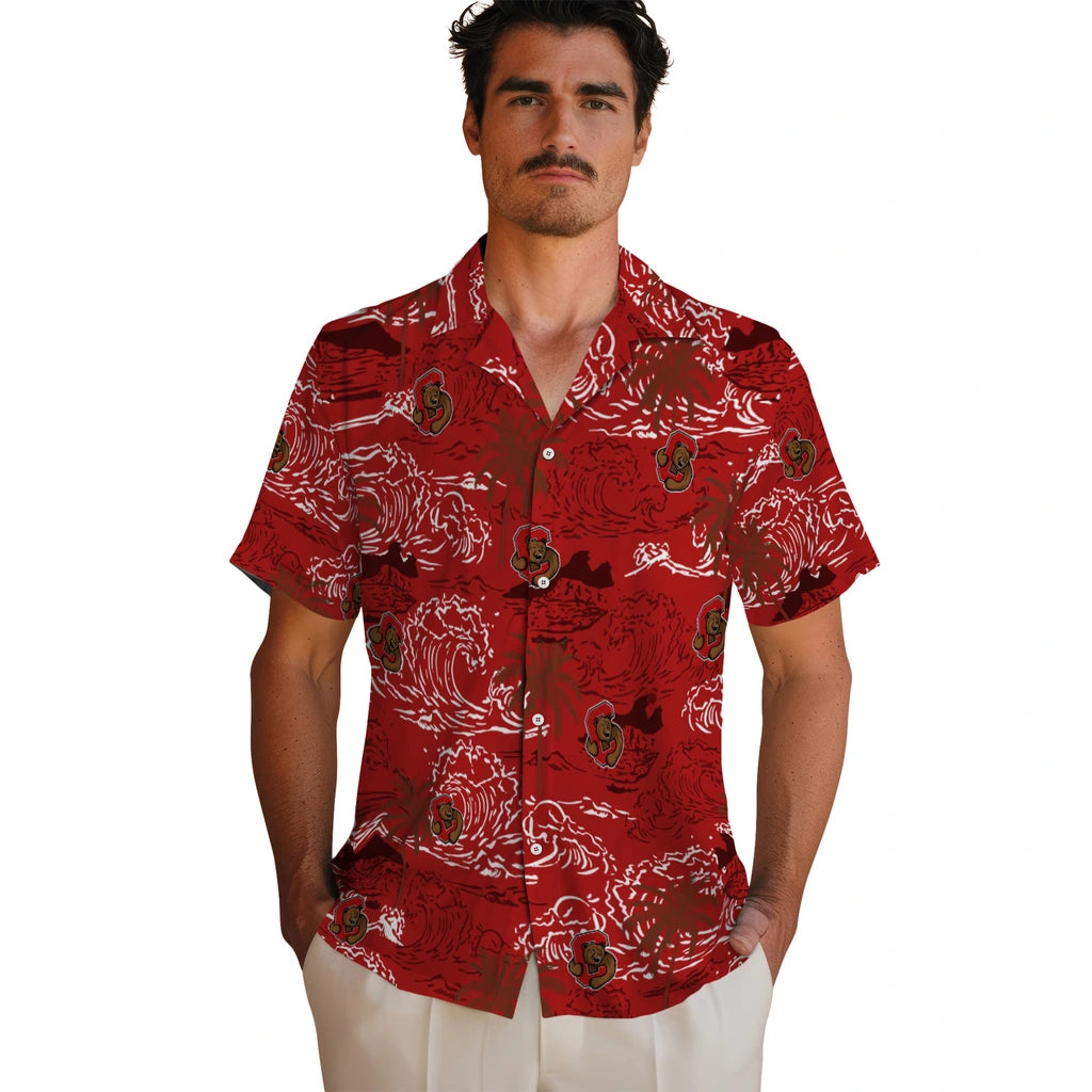 Cornell Big Red Hawaiian Shirt - Wave Palm | Moonbestprint