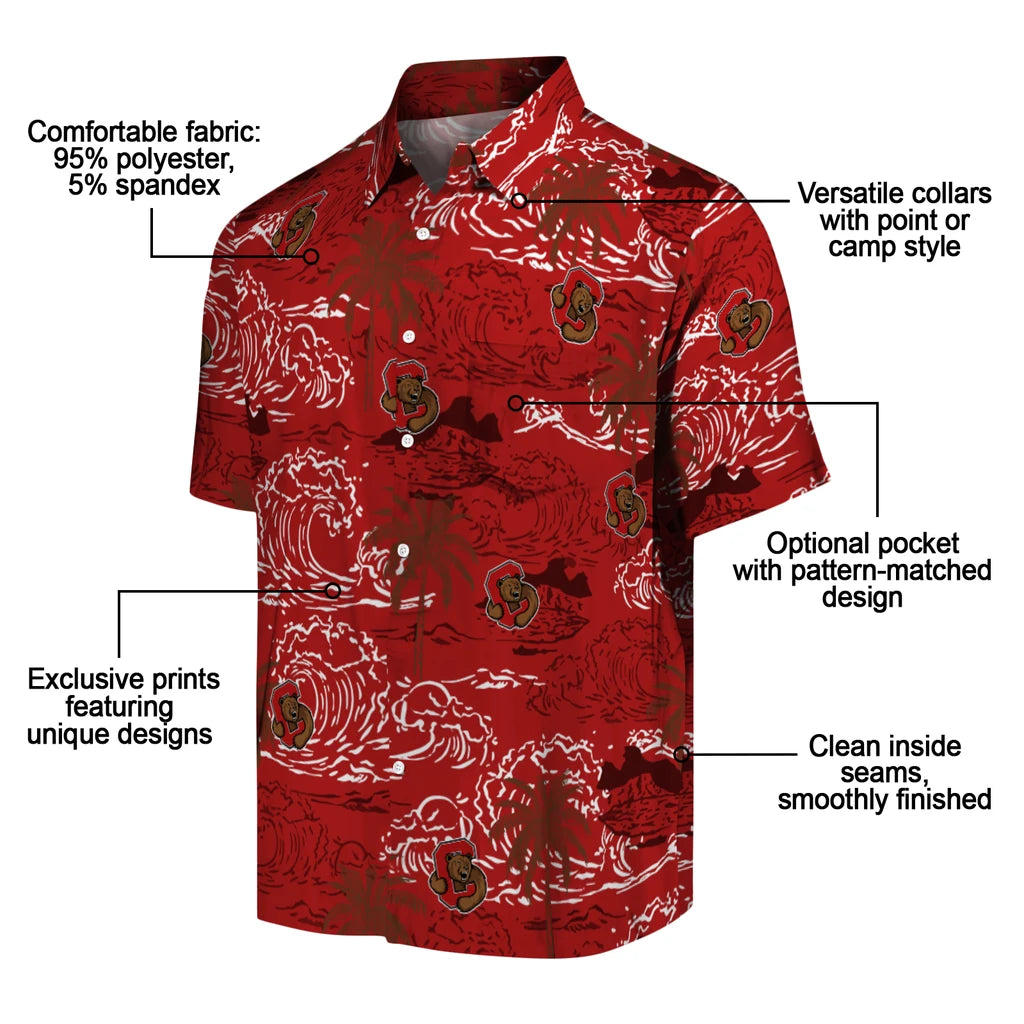 Cornell Big Red Hawaiian Shirt - Wave Palm | Moonbestprint