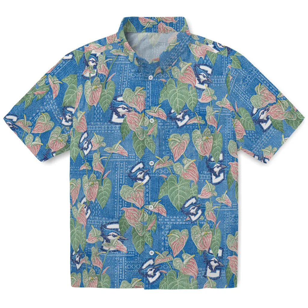 Creighton Bluejays Hawaiian Shirt - Anthurium Overlay | Moonbestprint