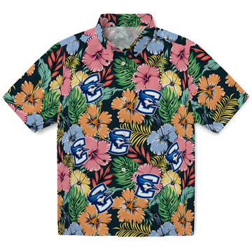 Creighton Bluejays Hawaiian Shirt - Brilliant Hibiscus Garden | Moonbestprint