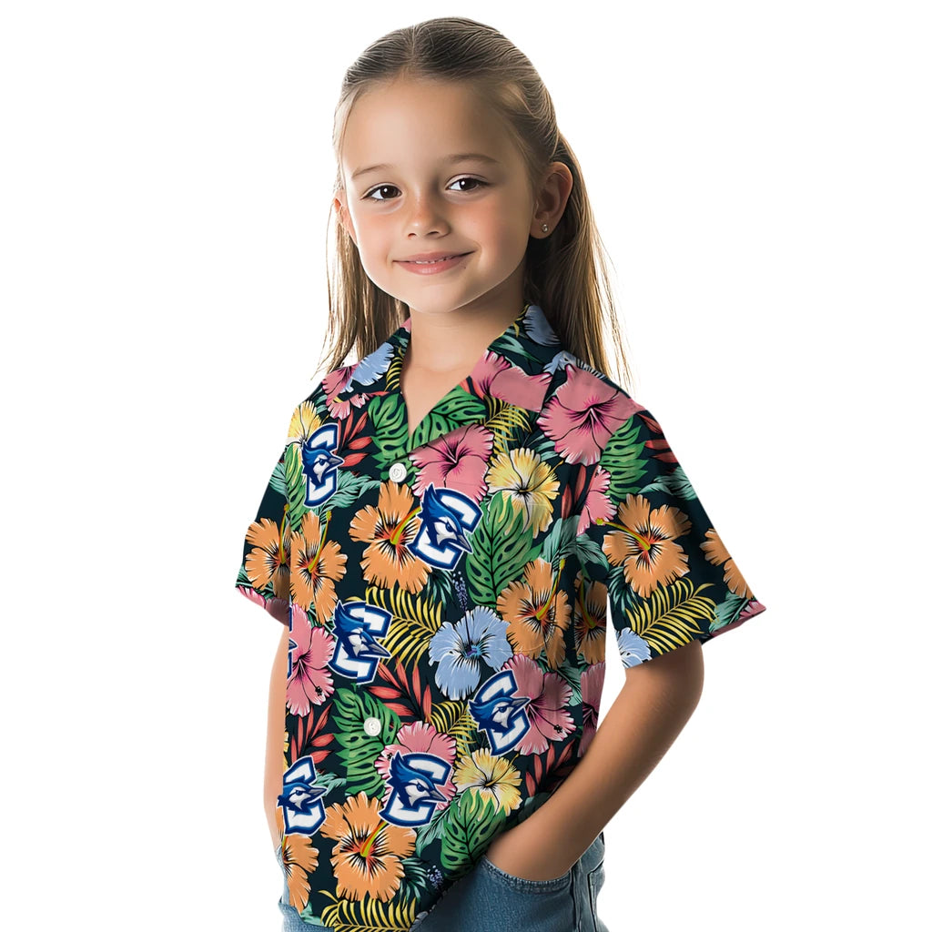 Creighton Bluejays Hawaiian Shirt - Brilliant Hibiscus Garden | Moonbestprint