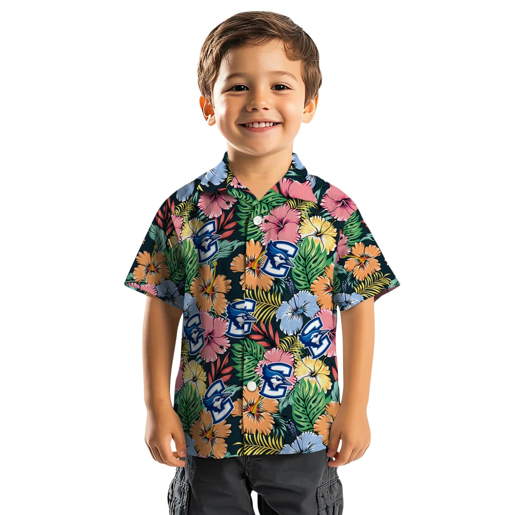 Creighton Bluejays Hawaiian Shirt - Brilliant Hibiscus Garden | Moonbestprint