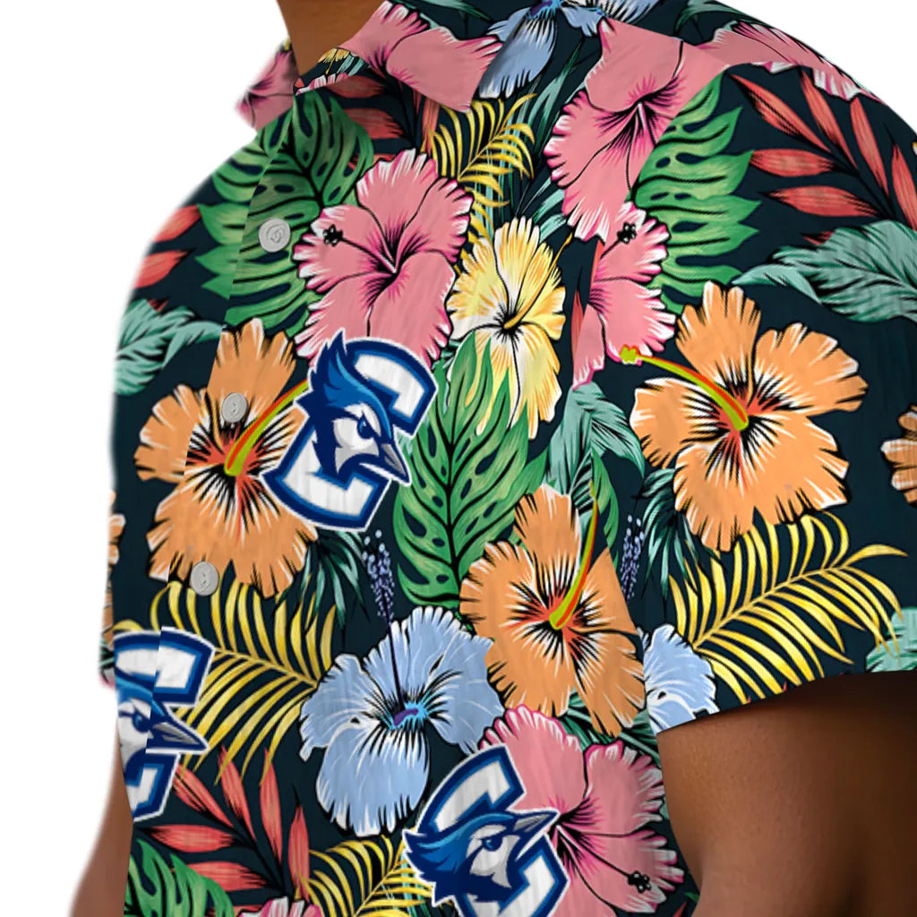 Creighton Bluejays Hawaiian Shirt - Brilliant Hibiscus Garden | Moonbestprint