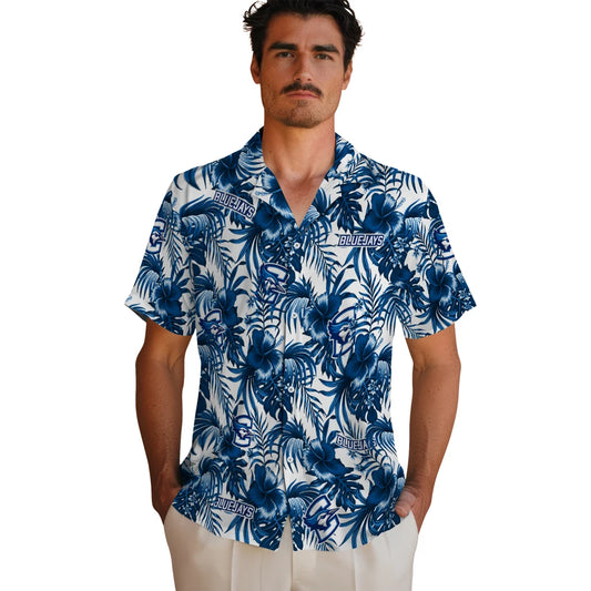 Creighton Bluejays Hawaiian Shirt - Hibiscus Exotic | Moonbestprint
