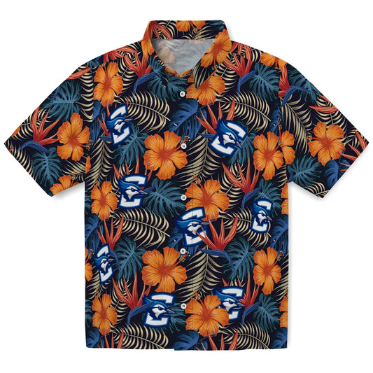 Creighton Bluejays Hawaiian Shirt - Hibiscus Foliage | Moonbestprint