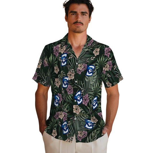 Creighton Bluejays Hawaiian Shirt - Hibiscus Leaves Pattern | Moonbestprint