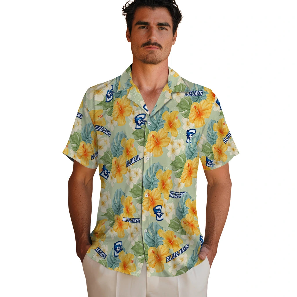 Creighton Bluejays Hawaiian Shirt - Hibiscus Mood | Moonbestprint