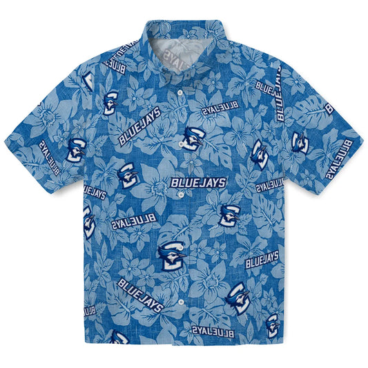 Creighton Bluejays Hawaiian Shirt - Hibiscus Oasis | Moonbestprint