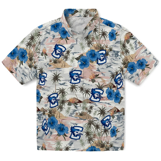Creighton Bluejays Hawaiian Shirt - Hibiscus Seaside | Moonbestprint