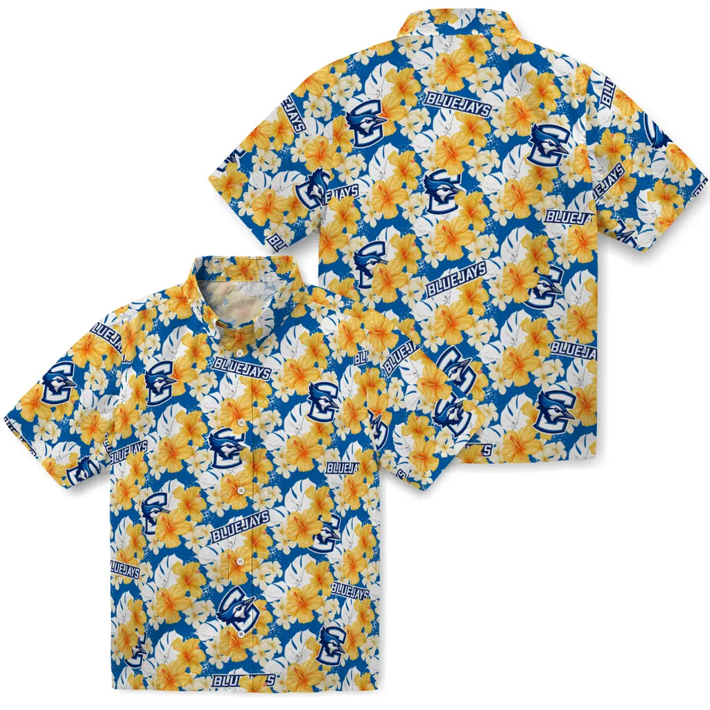 Creighton Bluejays Hawaiian Shirt - Hibiscus Tropics | Moonbestprint