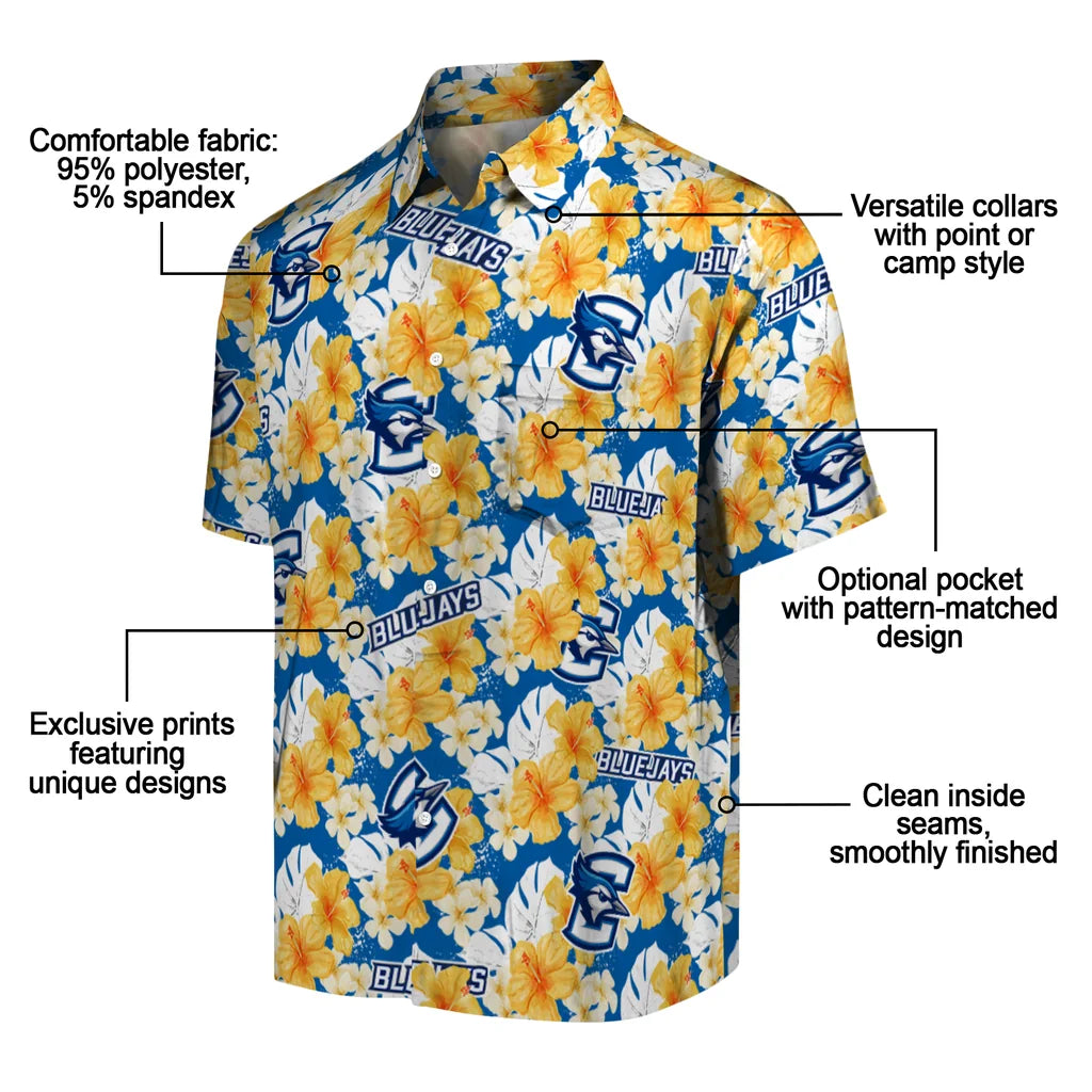 Creighton Bluejays Hawaiian Shirt - Hibiscus Tropics | Moonbestprint