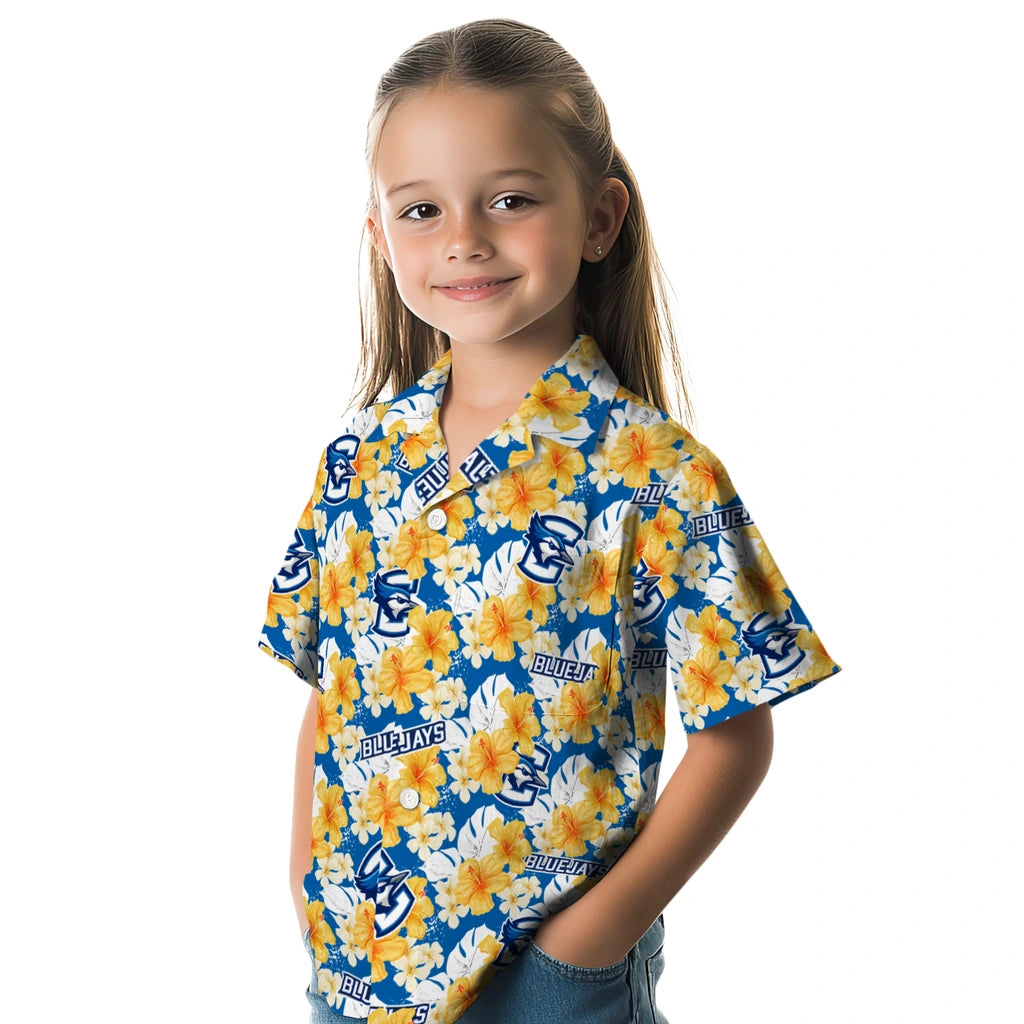 Creighton Bluejays Hawaiian Shirt - Hibiscus Tropics | Moonbestprint