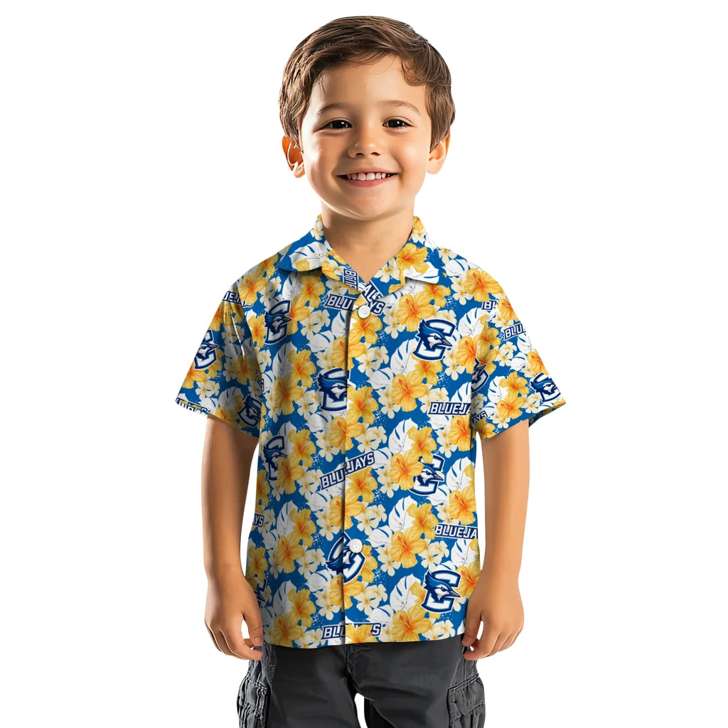 Creighton Bluejays Hawaiian Shirt - Hibiscus Tropics | Moonbestprint