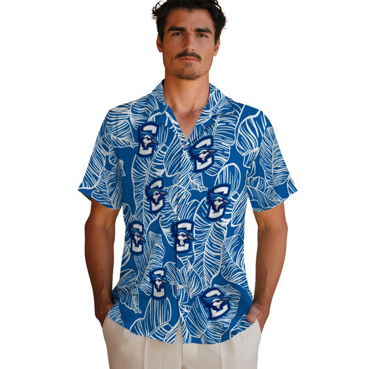 Creighton Bluejays Hawaiian Shirt - Leaf Outline | Moonbestprint