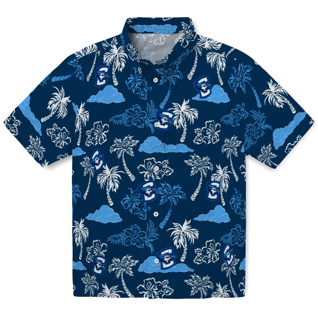 Creighton Bluejays Hawaiian Shirt - Palm And Clouds | Moonbestprint