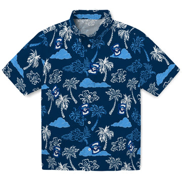 Creighton Bluejays Hawaiian Shirt - Palm And Clouds | Moonbestprint