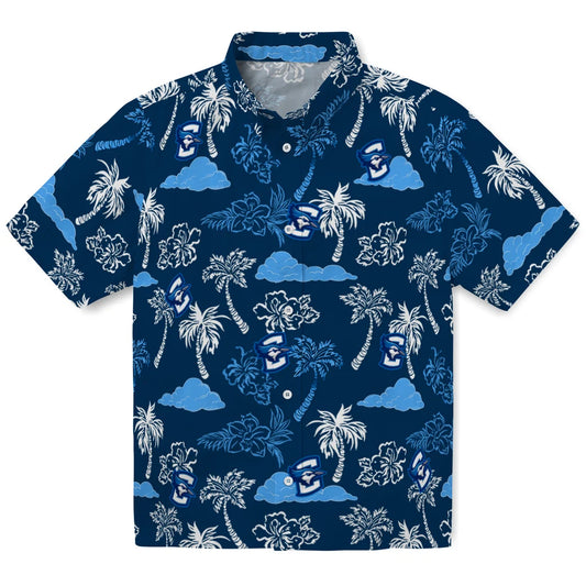 Creighton Bluejays Hawaiian Shirt - Palm And Clouds | Moonbestprint